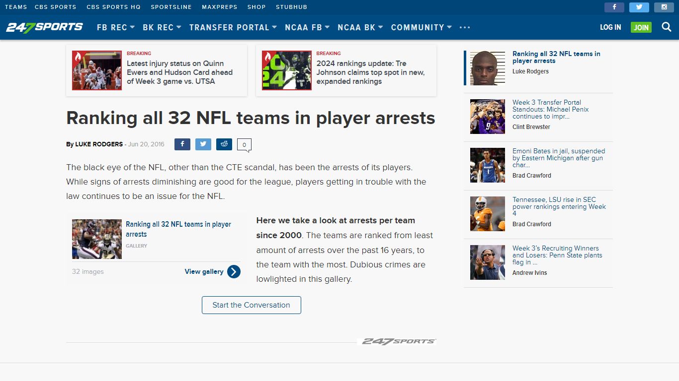 Ranking all 32 NFL teams in player arrests - 247Sports