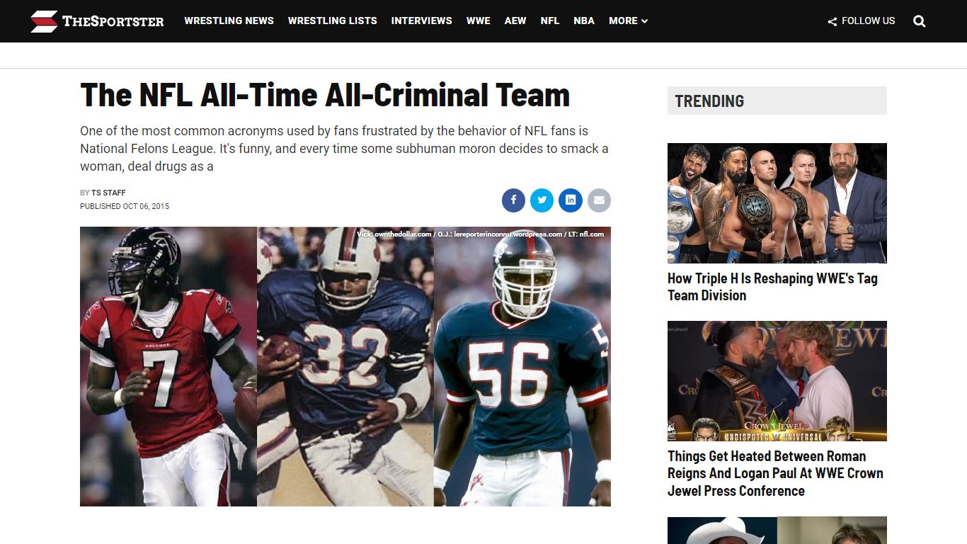 The NFL All-Time All-Criminal Team - TheSportster