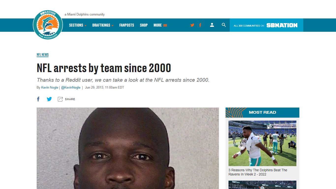 NFL arrests by team since 2000 - The Phinsider