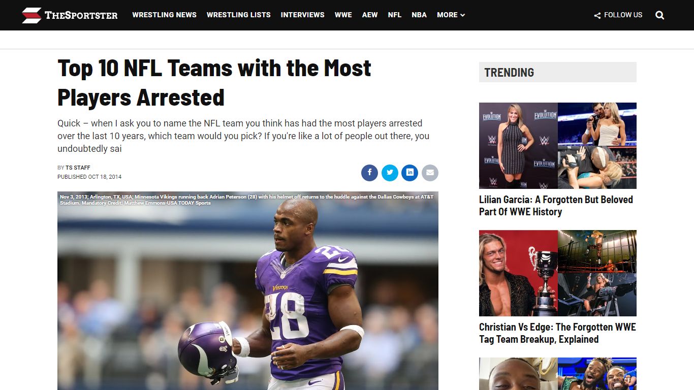 Top 10 NFL Teams with the Most Players Arrested - TheSportster